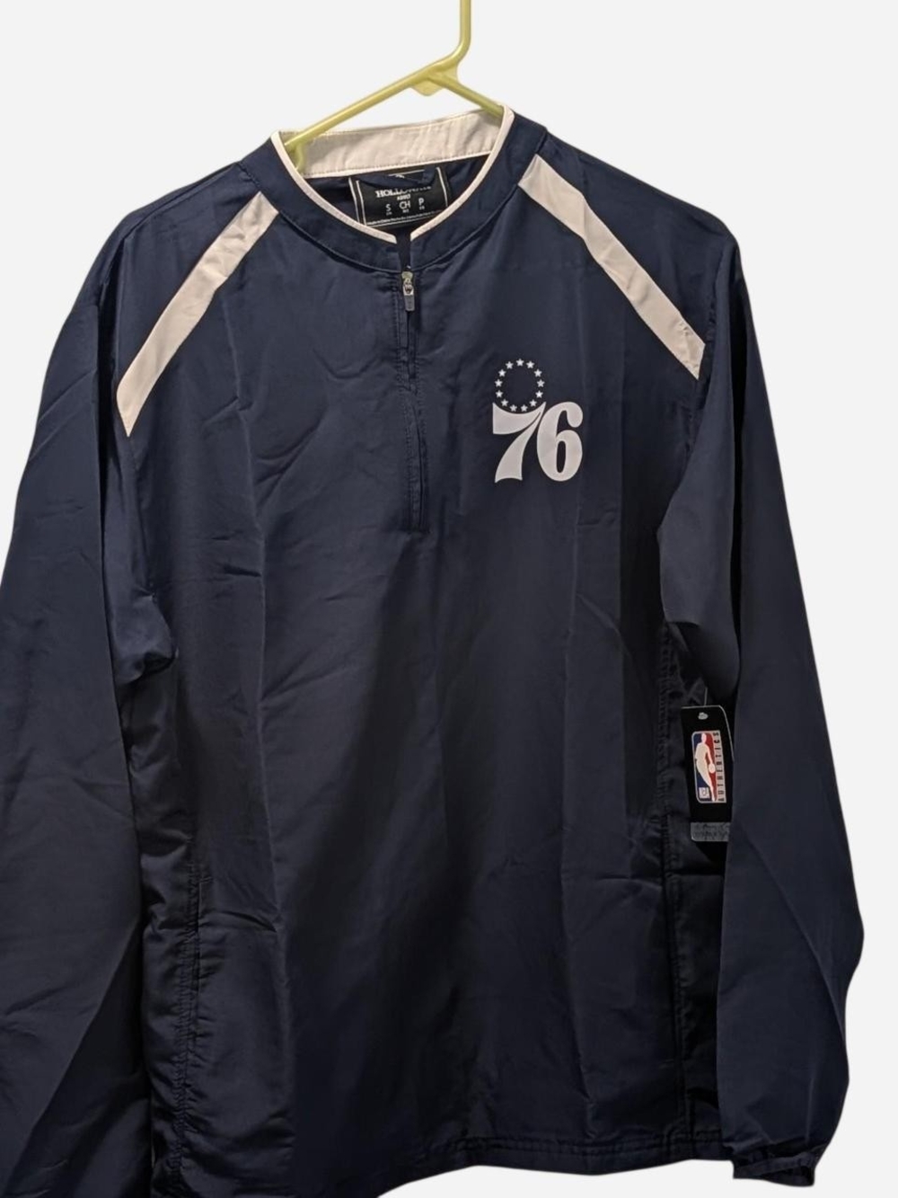 NBA Philadelphia 76ers Navy and White Windbreaker Pullover